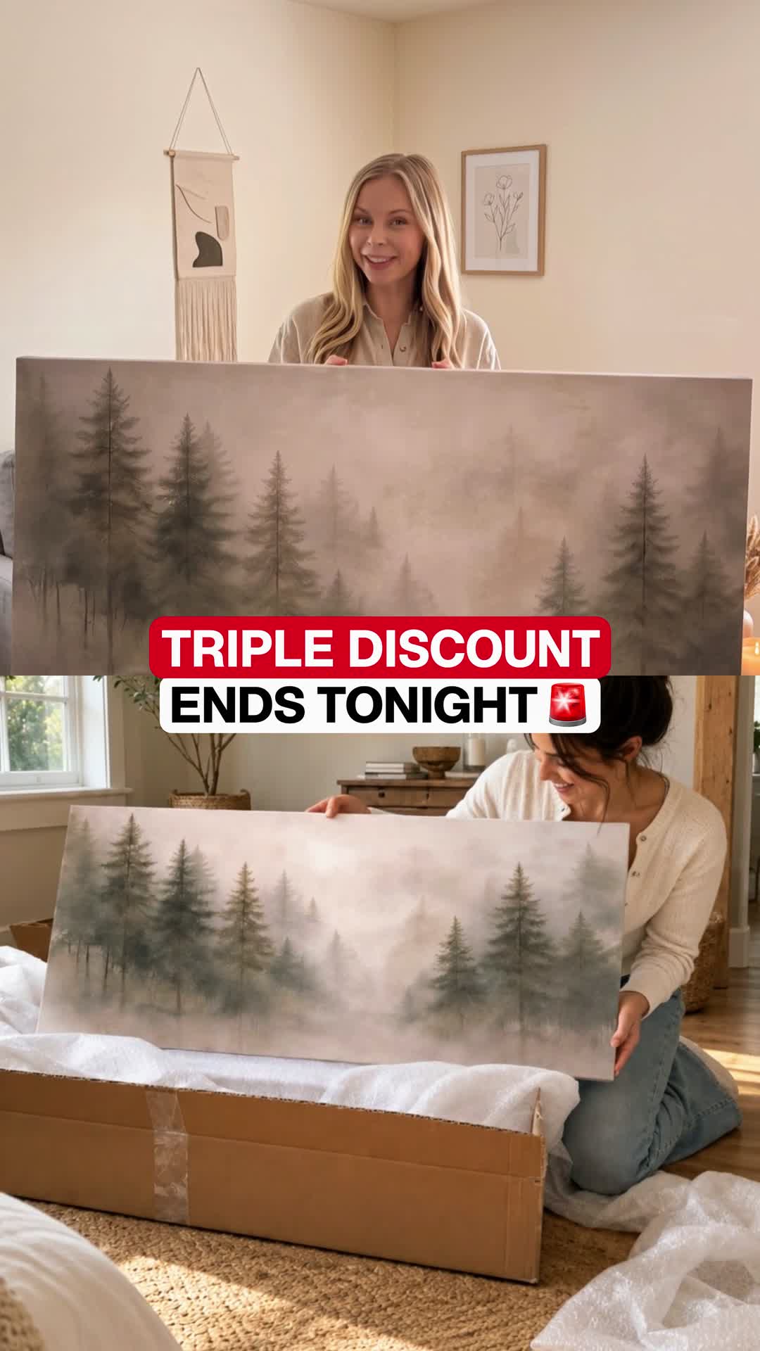 Tailored Canvases - Personalized Art Facebook ad: Soft Fog Forest Wall Art | Made in the USA | Ships Fast