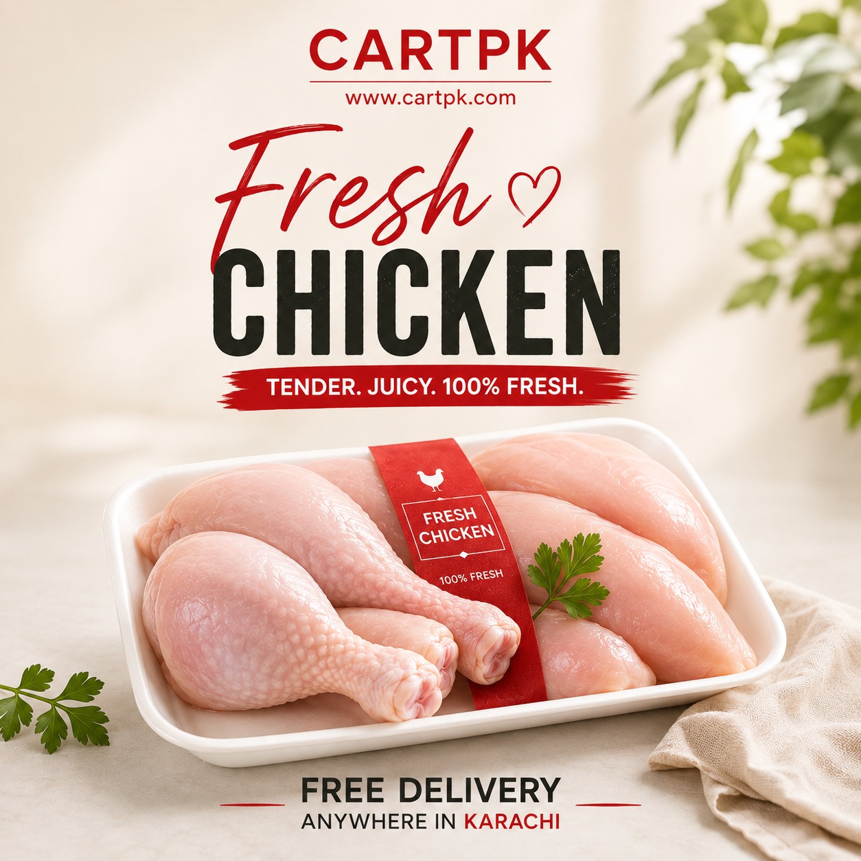 Cartpk.com Facebook ad: Online Chicken Delivery in Karachi Pakistan