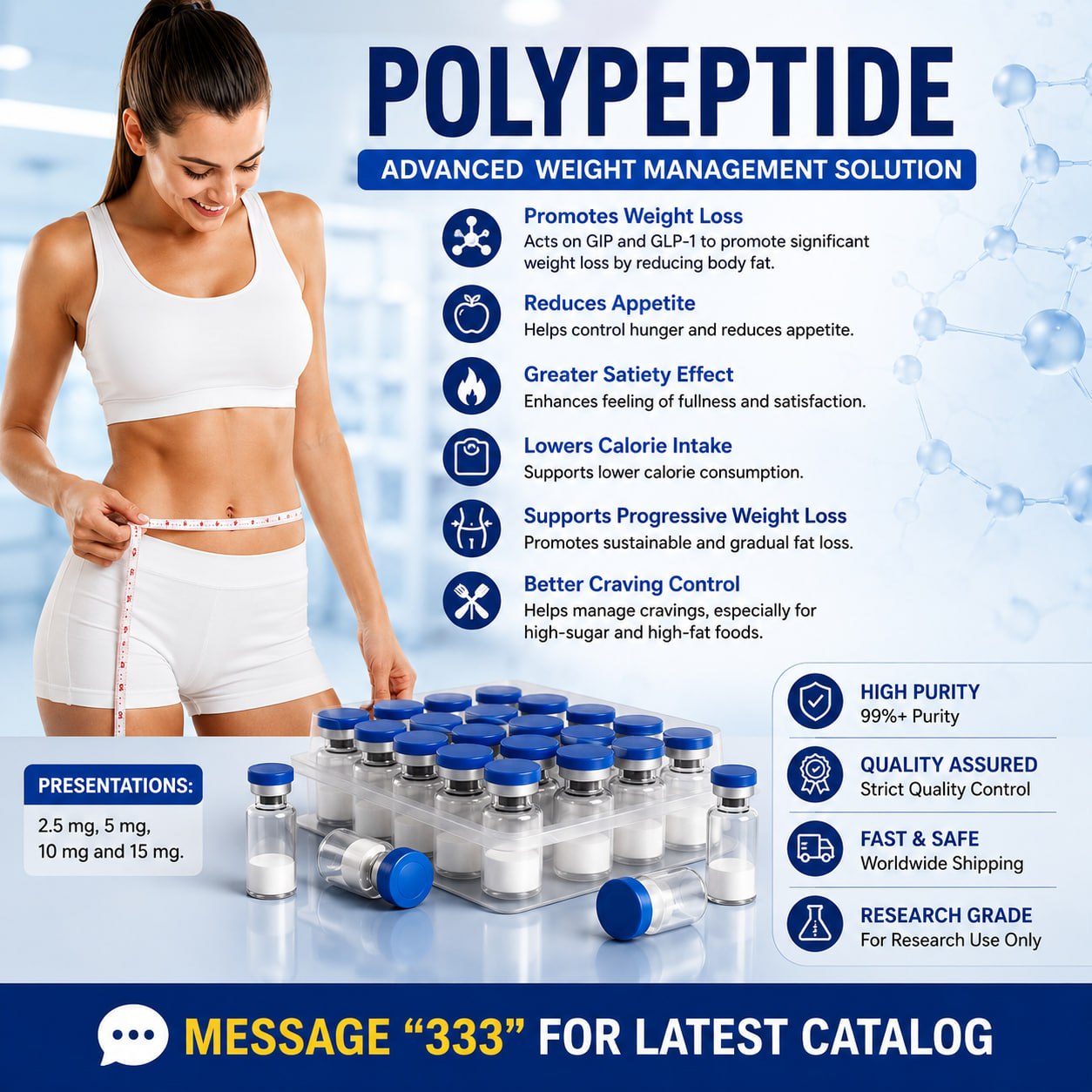 Peptide Innovation Hub Facebook ad: 99%+ Ultra-Pure Peptides | Factory Direct | Global Shipping