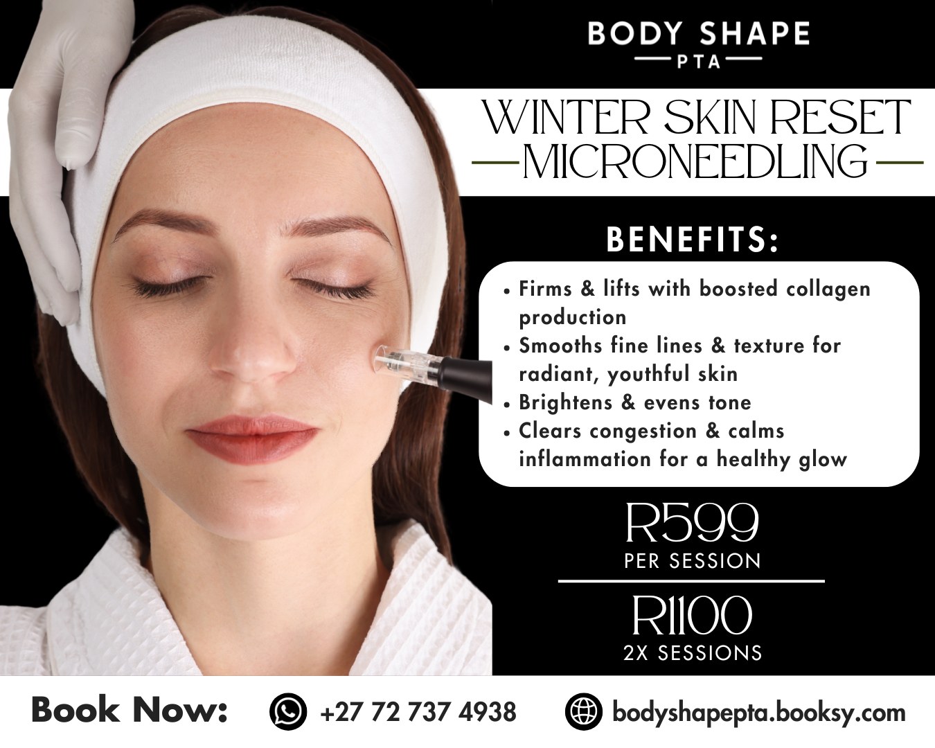 BodyShape at Colour Cut Lounge Facebook ad: Winter Skin Reset, Microneedling