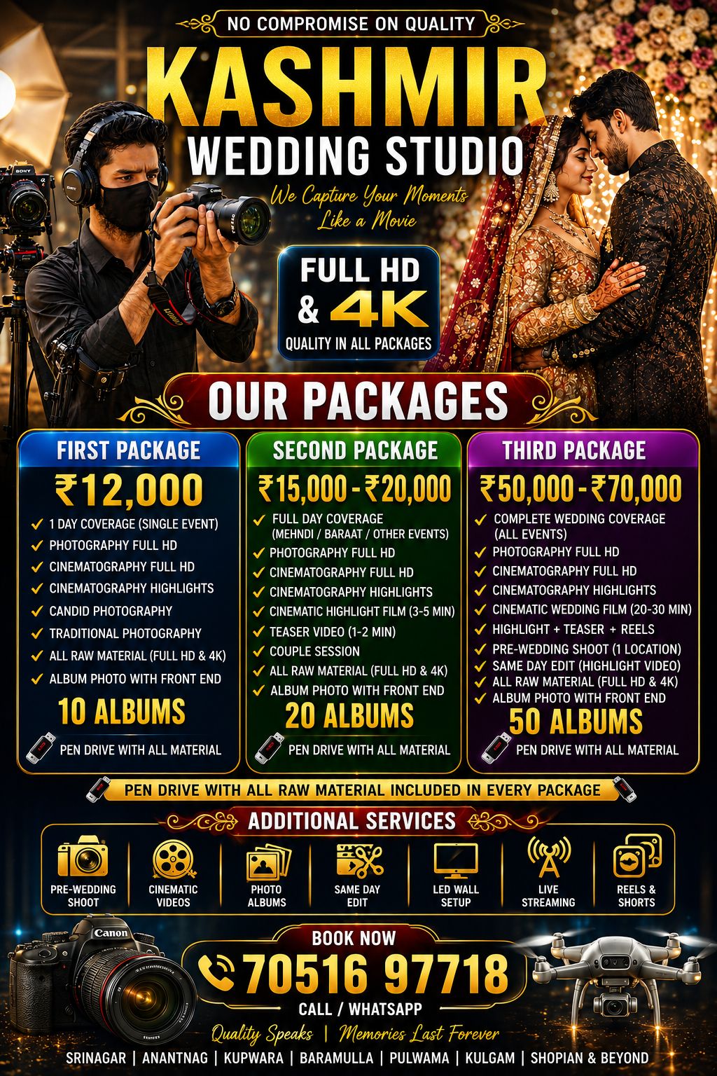 Kashmir Wedding Videography Facebook ad: Booking Your Wedding Dates With Us
