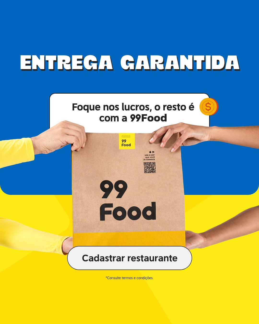Vou de 99 Facebook ad: Cadastre seu restaurante agora