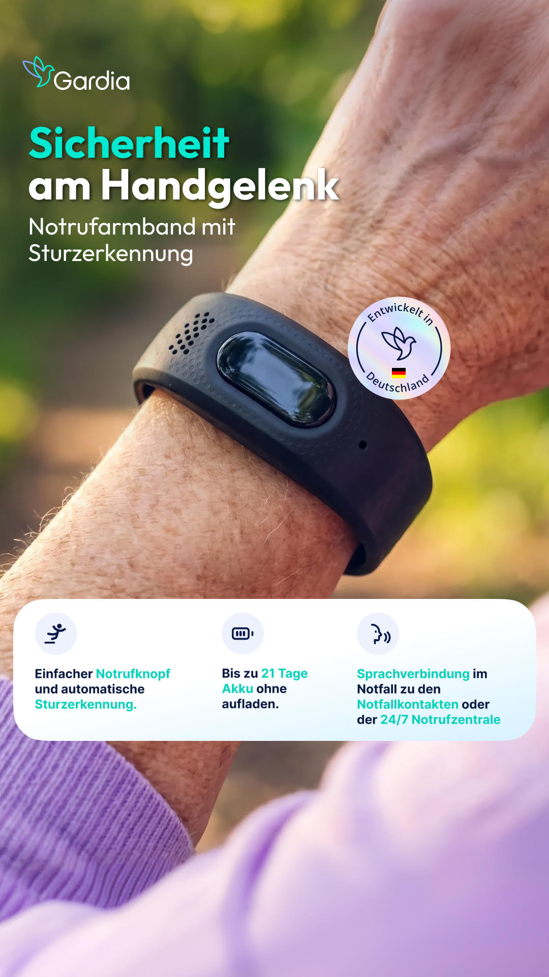 Gardia Notrufarmband Facebook ad from Jul 27, 2026