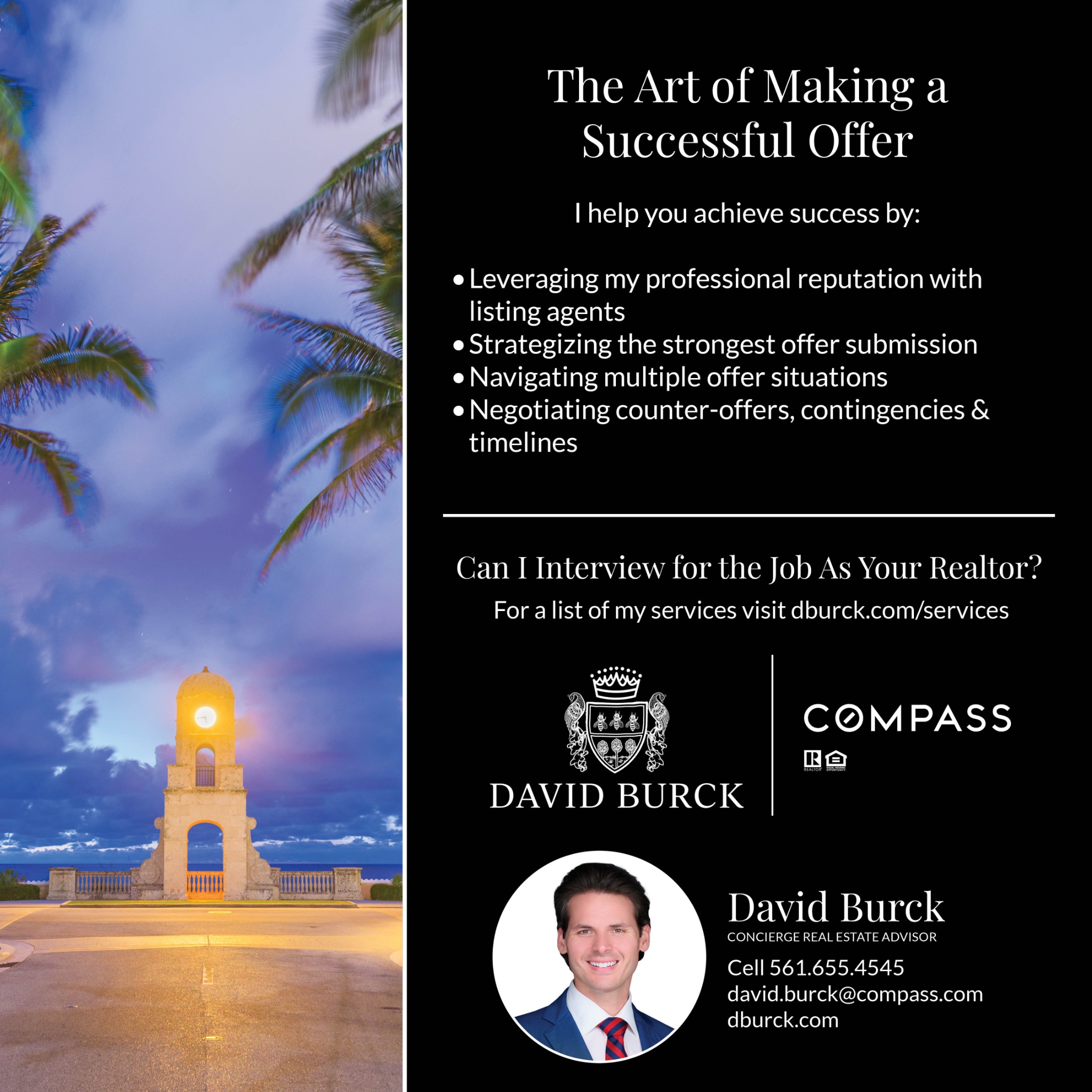 David Burck Facebook ad: Message or Call (561) 655-4545