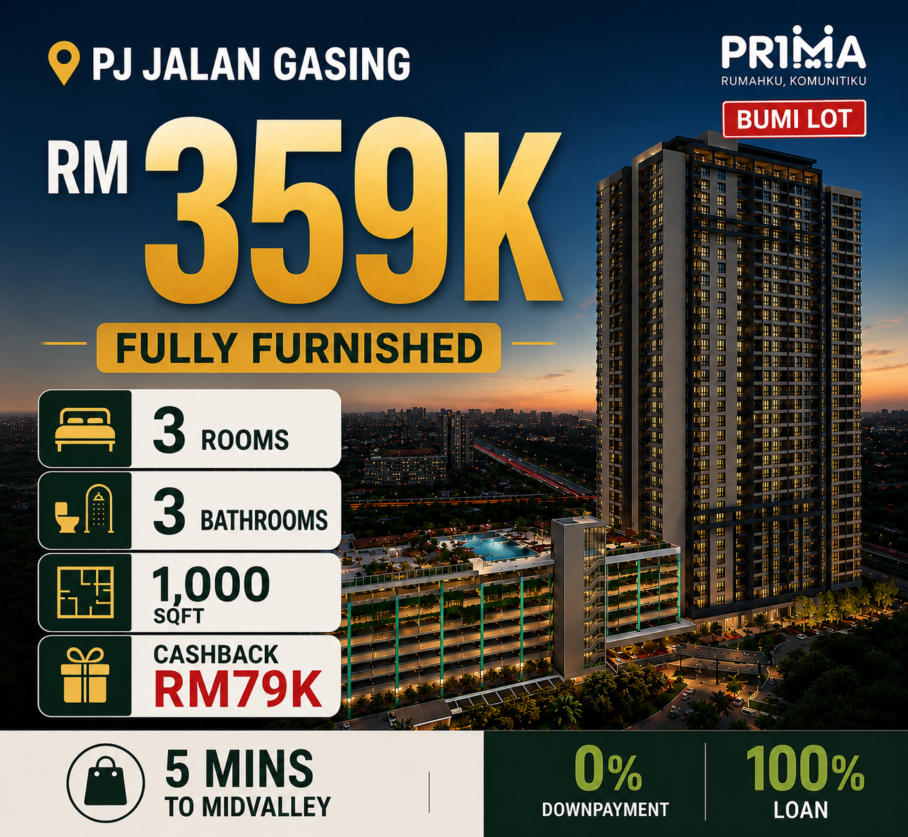 DreamScape Realty Facebook ad: PJ Jalan Gasing | RM359K Fully Furnished