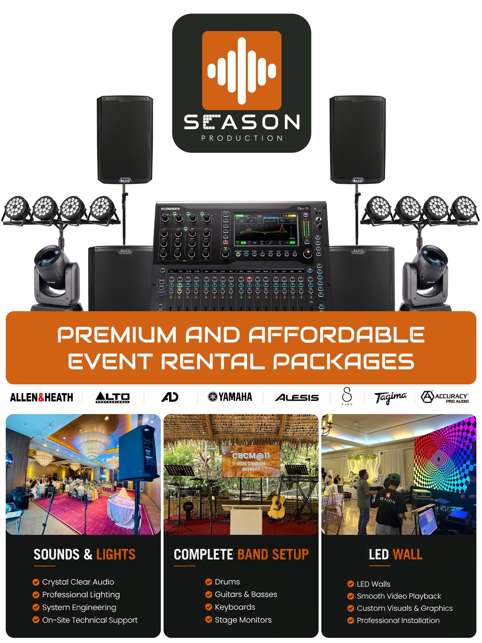 Season Production Rentals PH Lights & Sounds, Full Event Setup Facebook ad: PREMIUM EVENT RENTALS AT AFFORDABLE RATES
