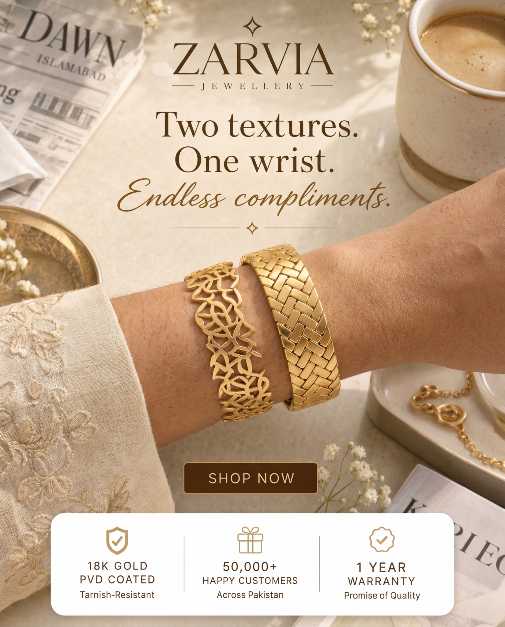 Zarvia Jewellery Facebook ad: Don’t wait, shine now!