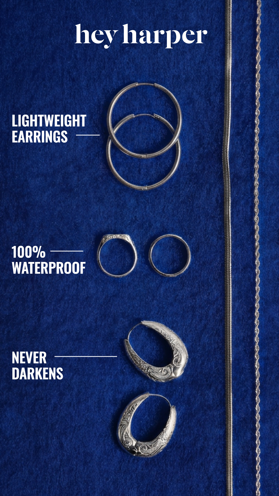 Hey Harper Facebook ad: Jewelry you'll never want to take off.