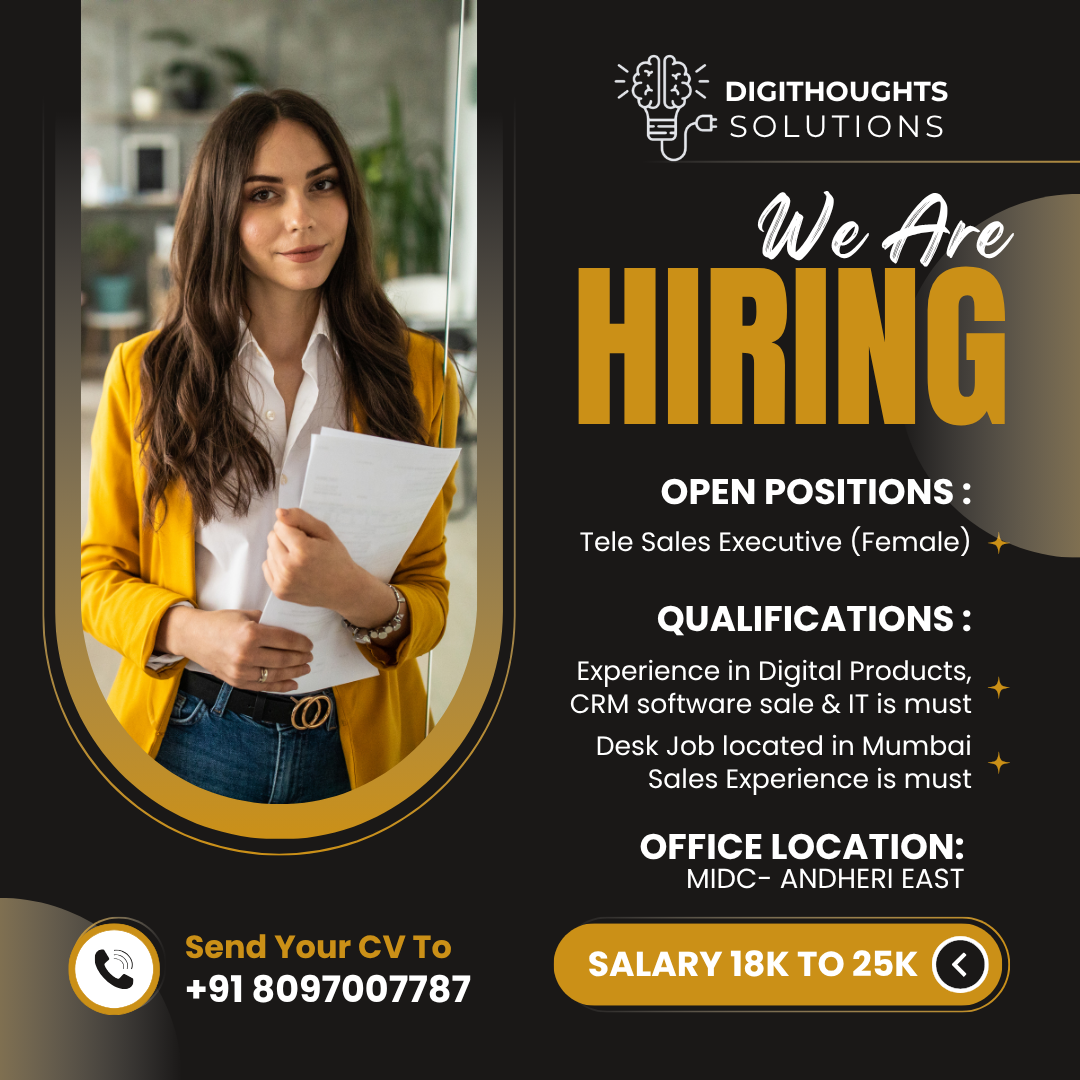 Digithoughts Solutions Facebook ad: Tele Sales & Customer Service Executive Job In Andheri East