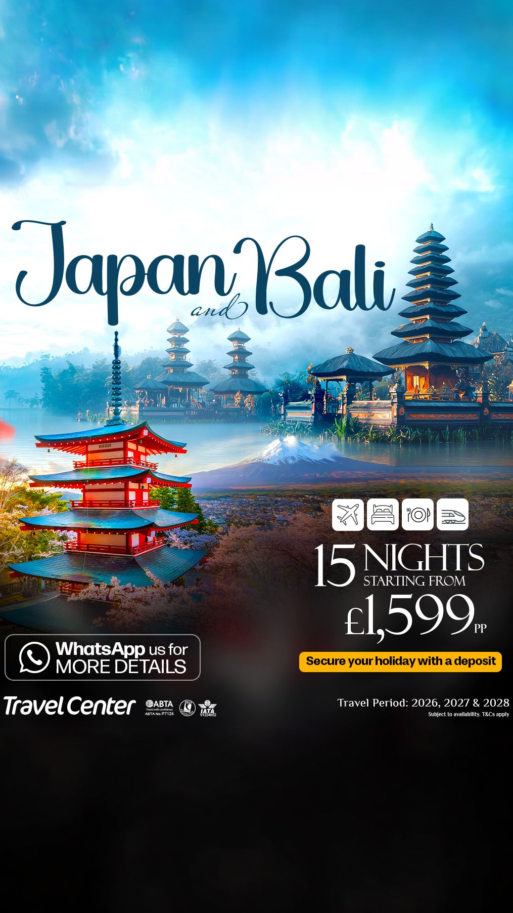 Travel Center Facebook ad: 2 in 1 Japan & Bali Retreat