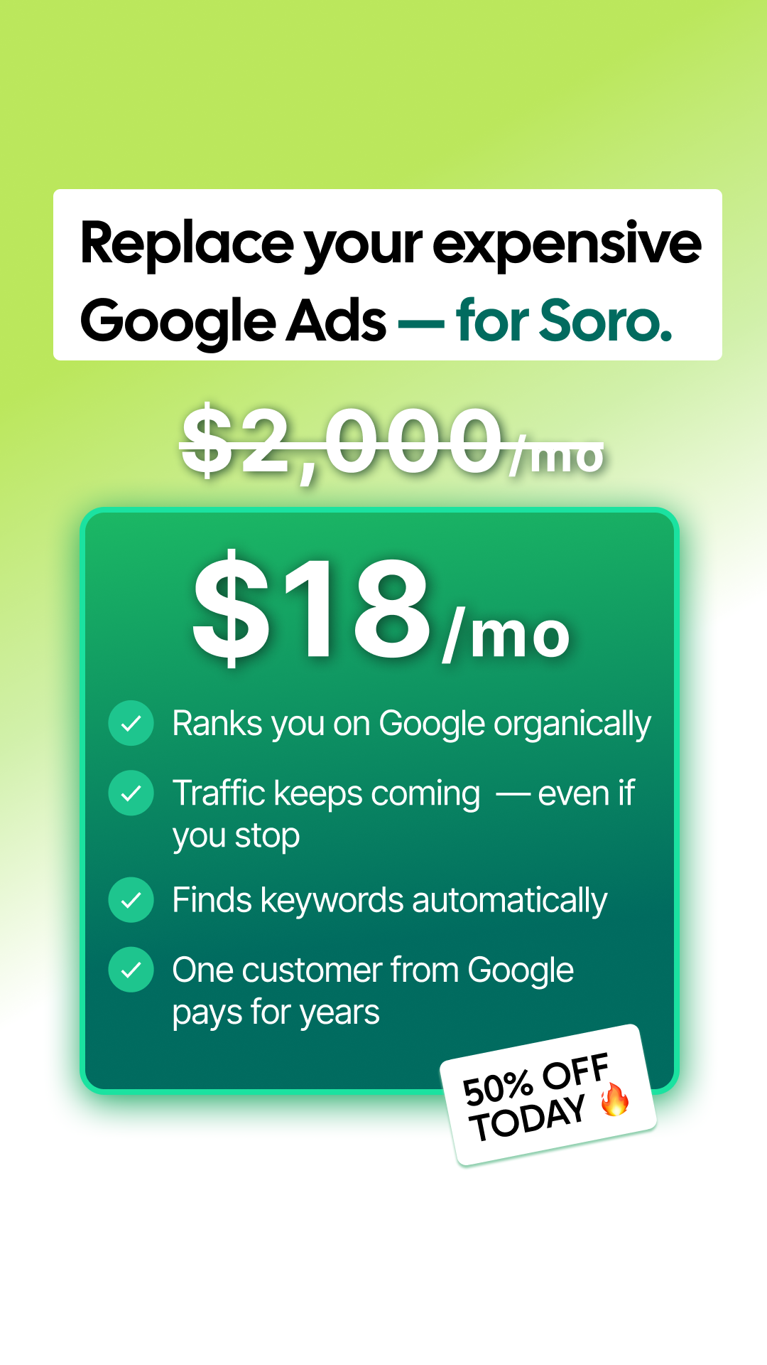 Soro SEO Facebook ad