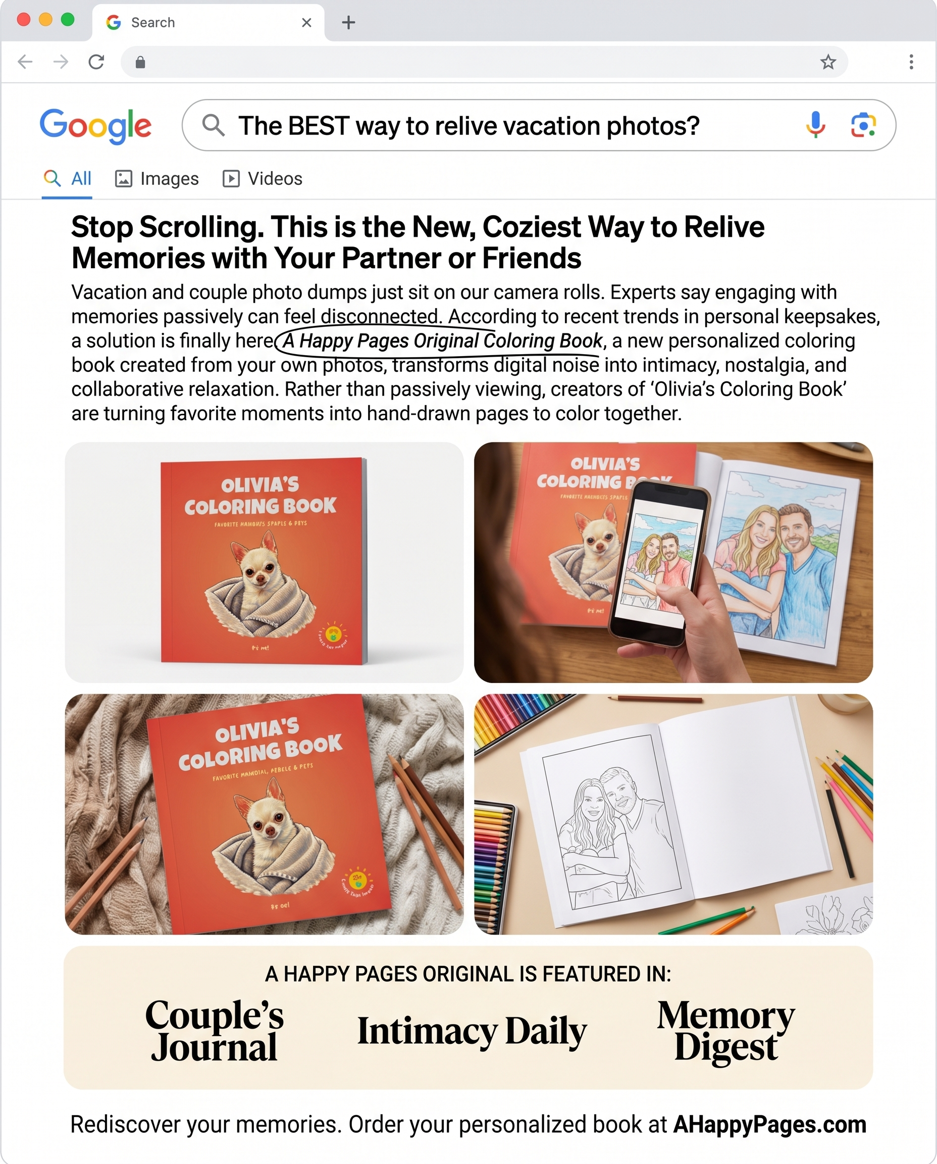 Happy Pages Facebook ad