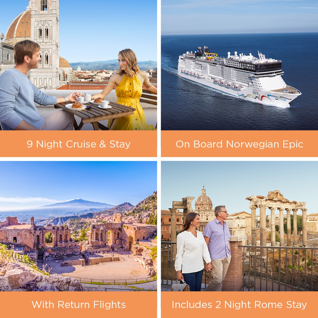 CruiseKings Facebook ad: Med Cruise & FREE Rome Stay from £1249pp