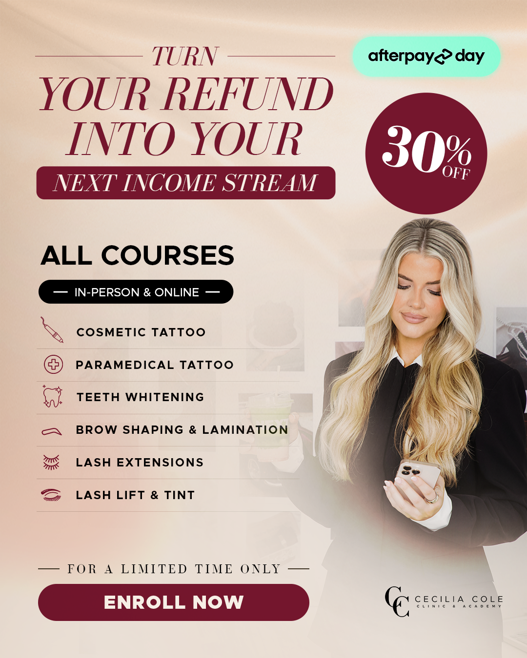Cecilia Cole Clinic & Academy Facebook ad