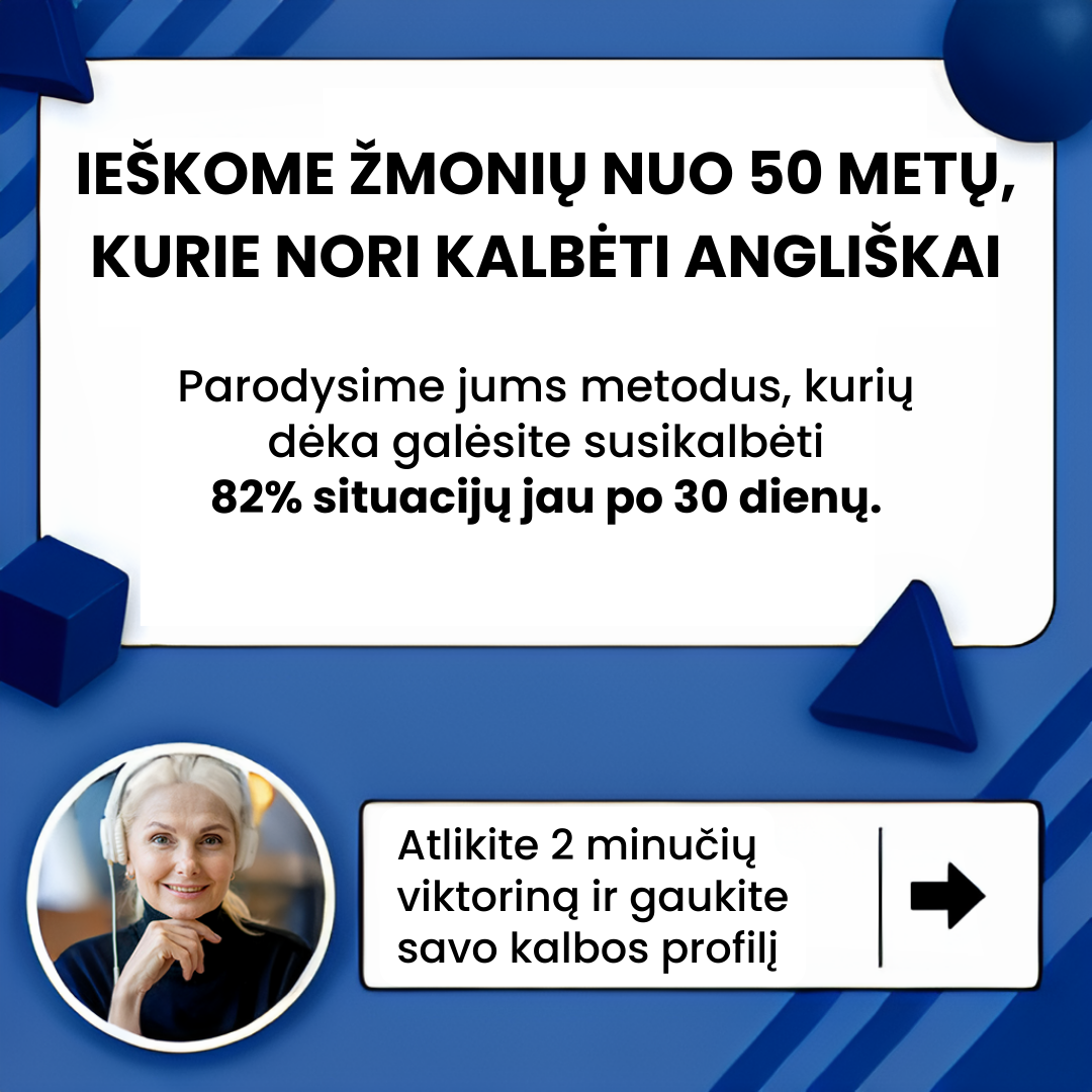 LingoPass Facebook ad: Anglų kalba suaugusiems per 30 dienų