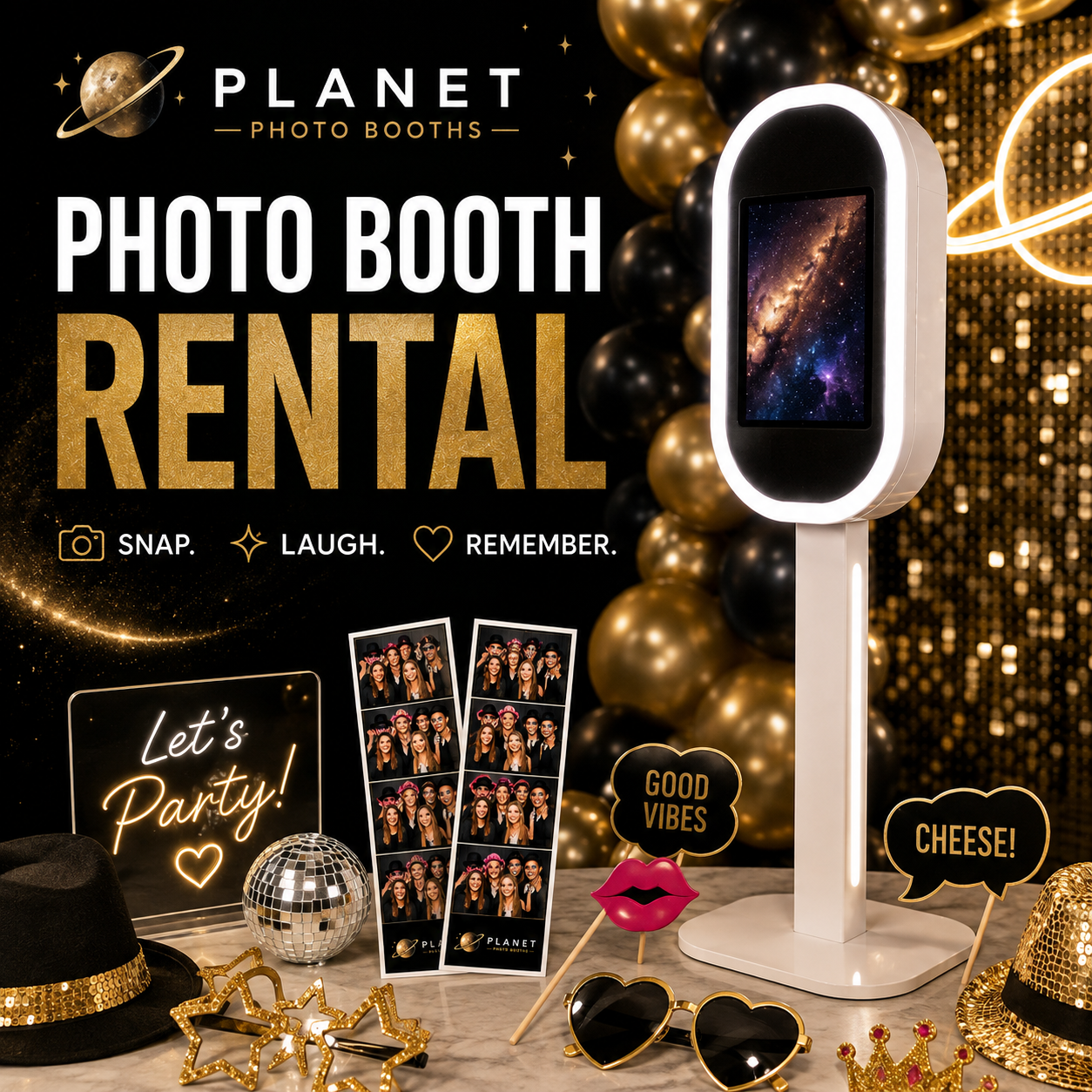 Planet Photo Booths Facebook ad: Luxury Photo Booth Rentals