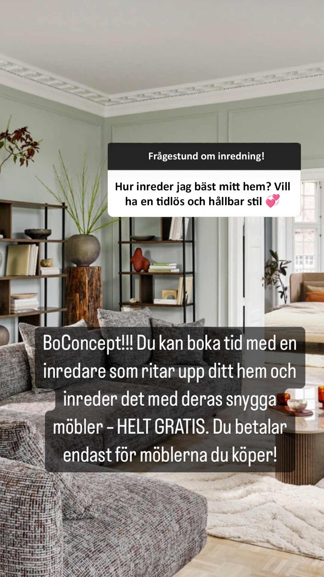 BoConcept Facebook ad: Ja tack, jag vill få ett inredningsförslag!