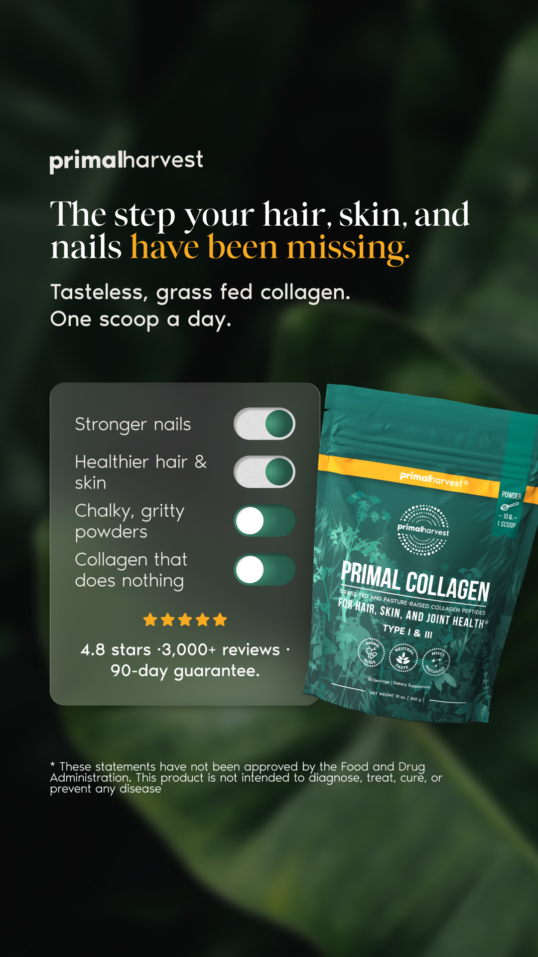 Primal Harvest Facebook ad: Fuller Hair in One Scoop
