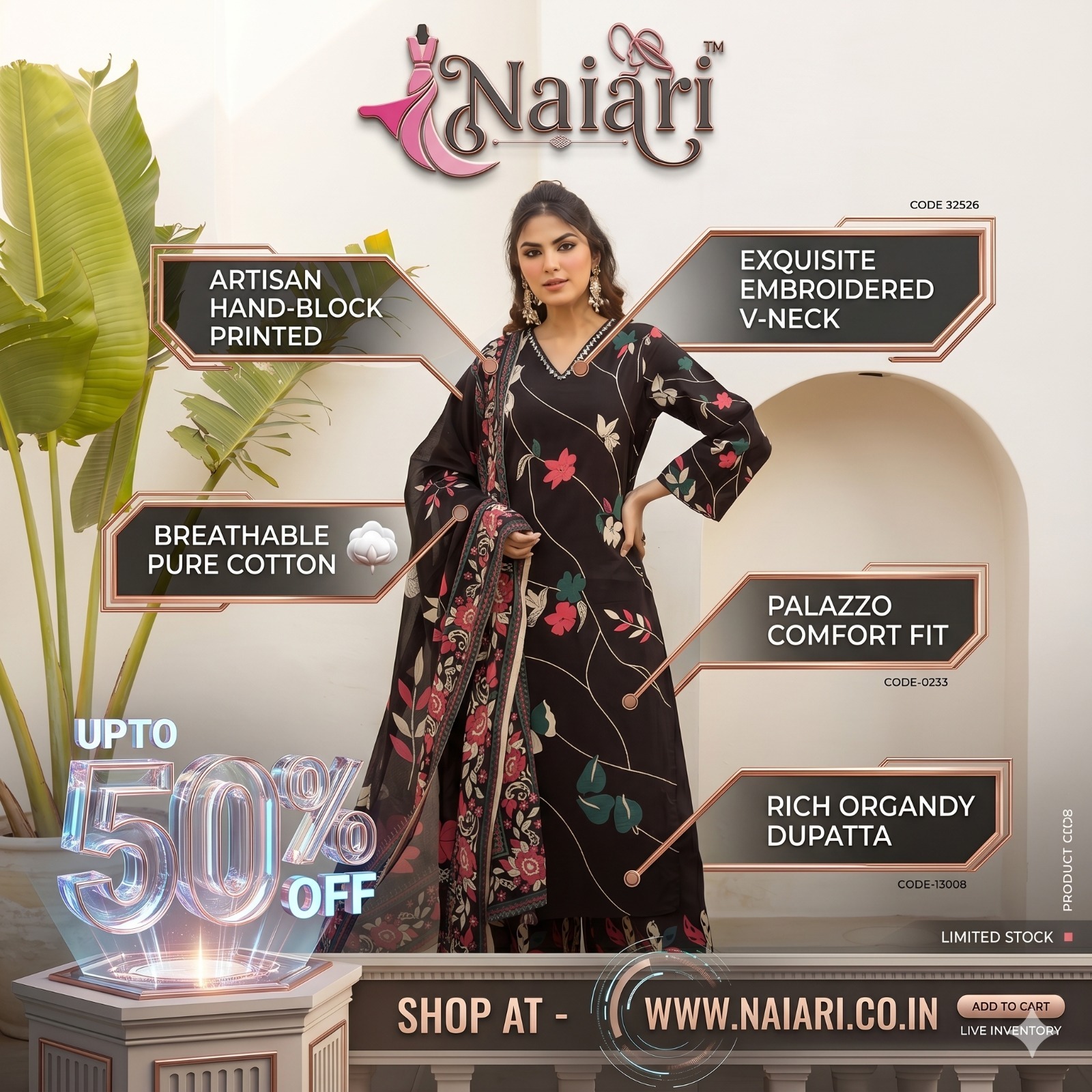 Naiari Apparel Facebook ad: Free Delivery | Min.