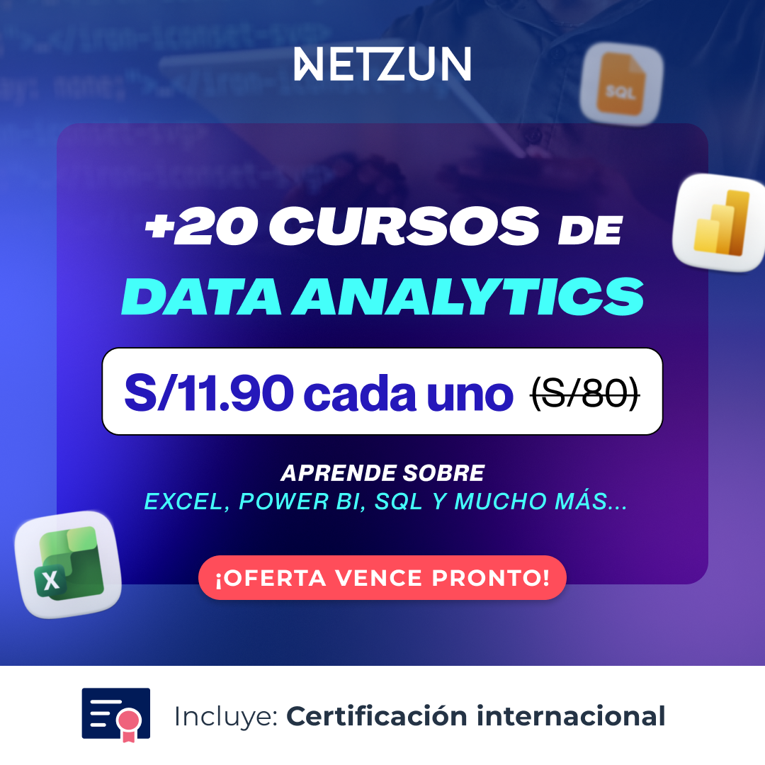 Netzun Facebook ad: + 20 cursos de Data Analytics