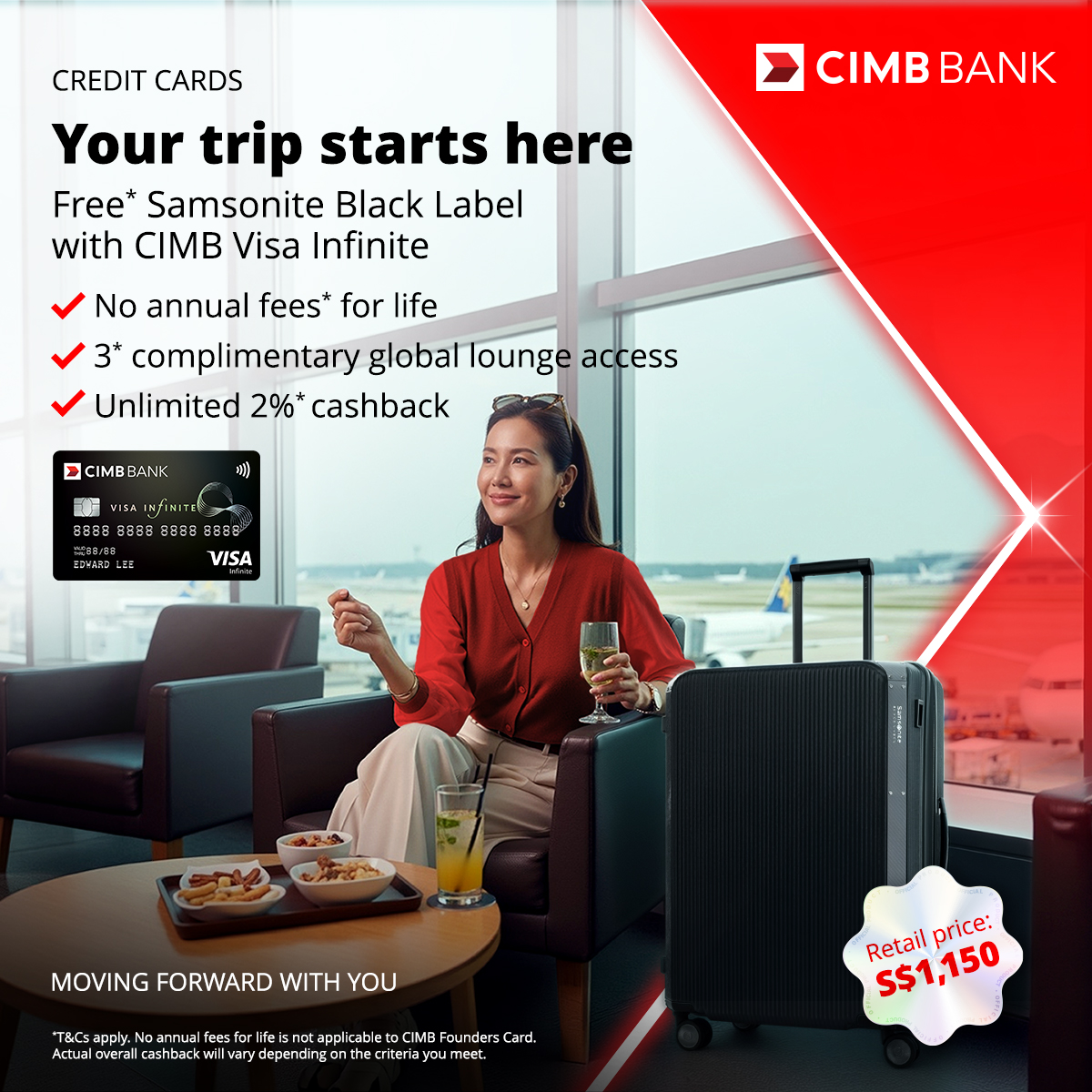 CIMB Singapore Facebook ad: Samsonite Luggage Promo
