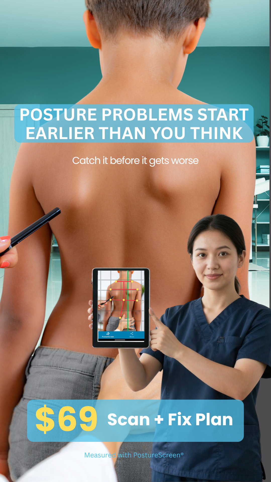 Dynamic Sport Physiotherapy Facebook ad: $69 Kids Posture Screen + Fix Plan