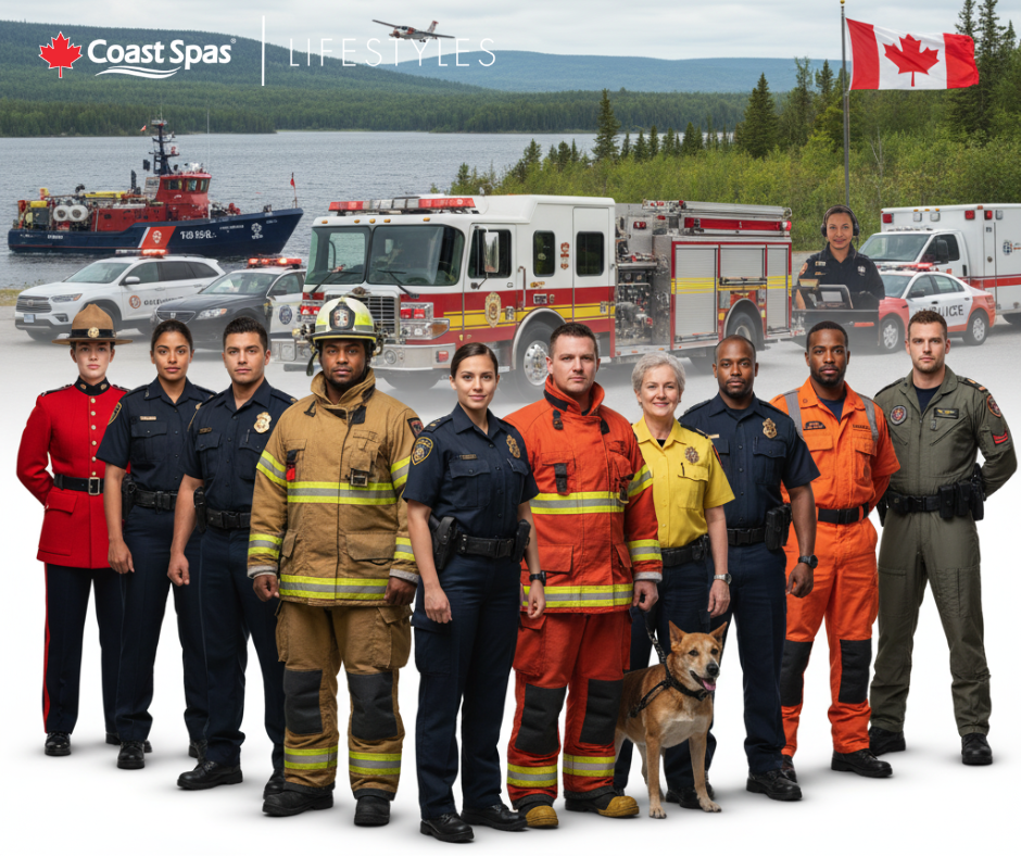 Coast Spas Lifestyles Facebook ad: To all of Canada’s First Responders, thank you…