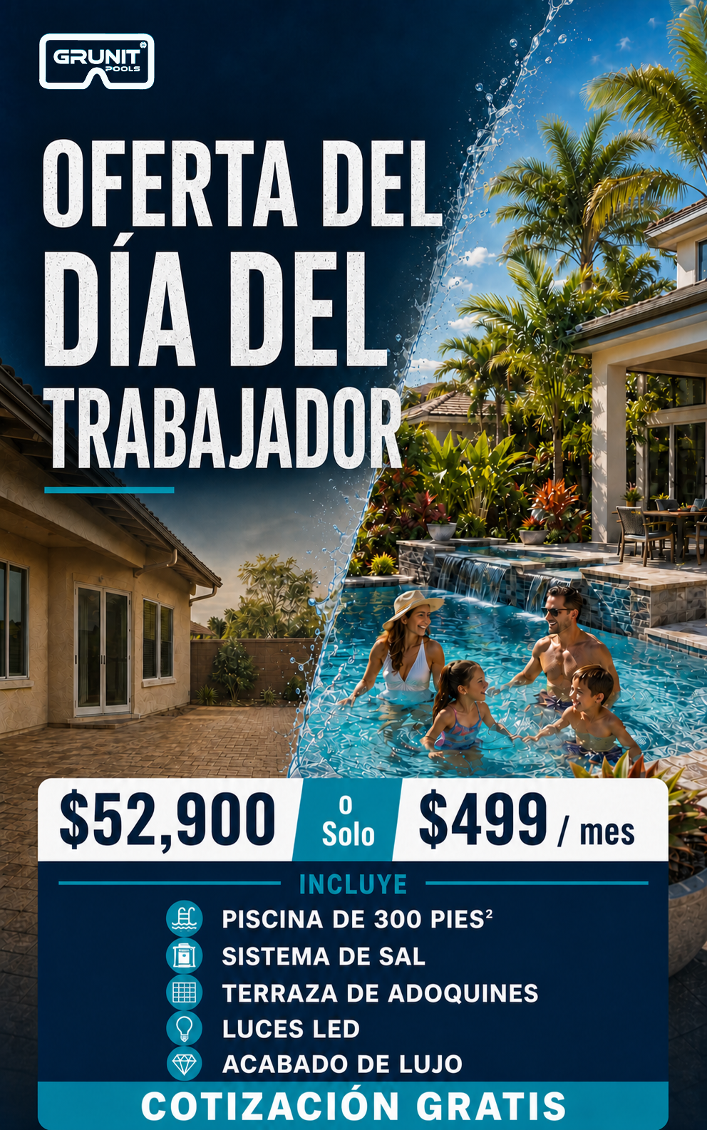 Grunit Pools Facebook ad from Sep 16, 2026