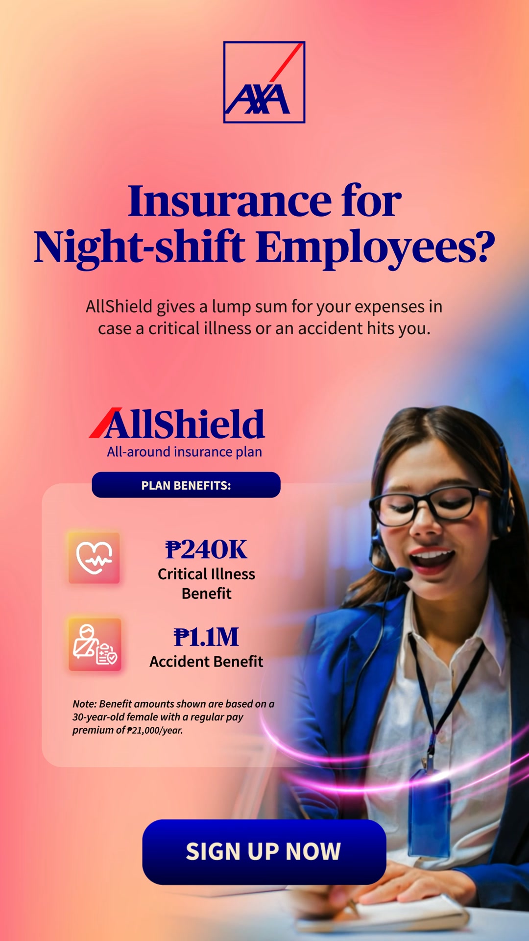 AXA Philippines Facebook ad: Insurance for Night Workers