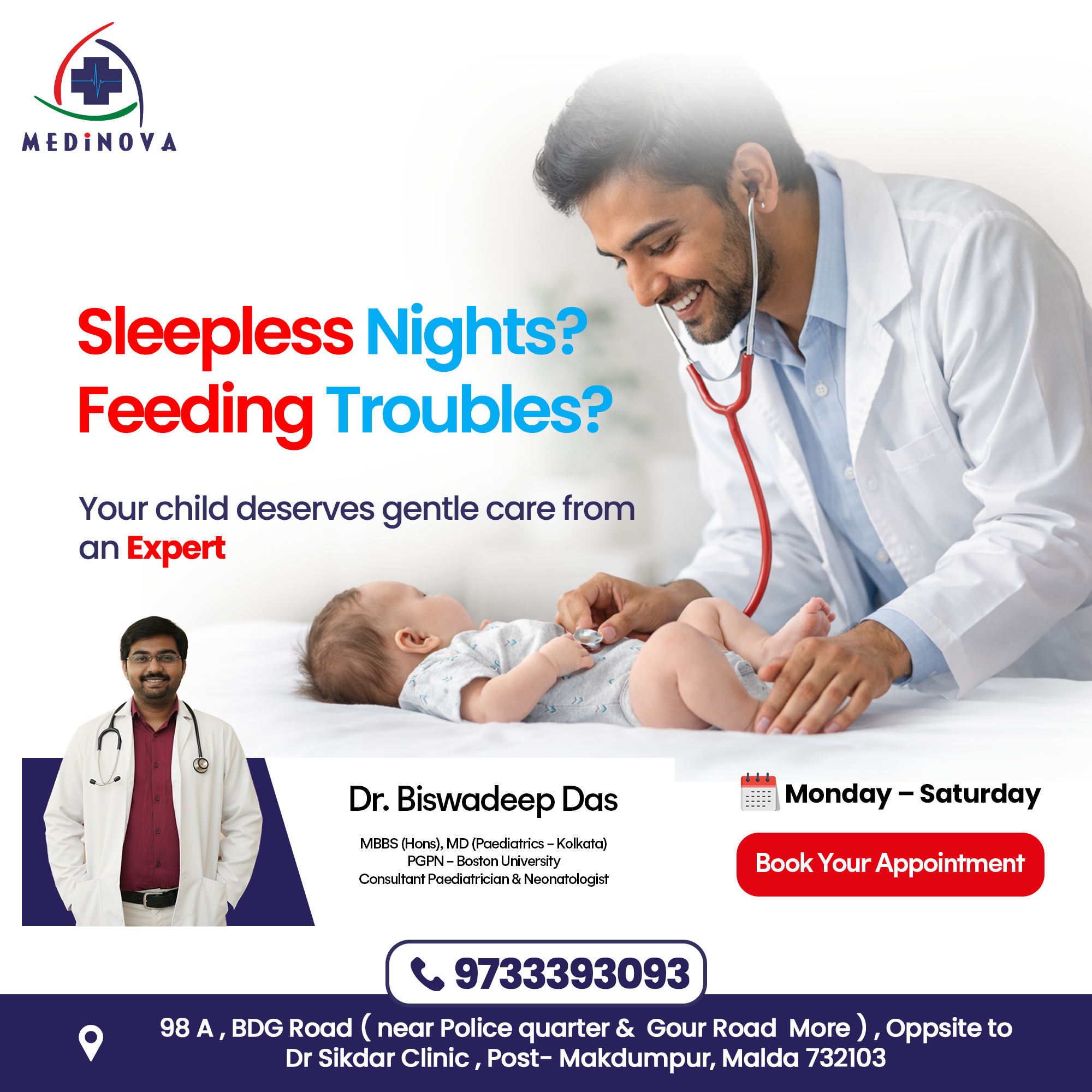 Medinova Healthcare Services Facebook ad: Worried About Your Child’s Health? Consult Today