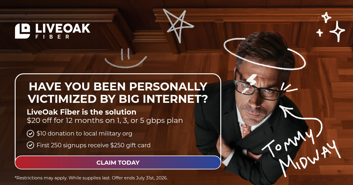 LiveOak Fiber Facebook ad: Be Among the First to Sign Up!