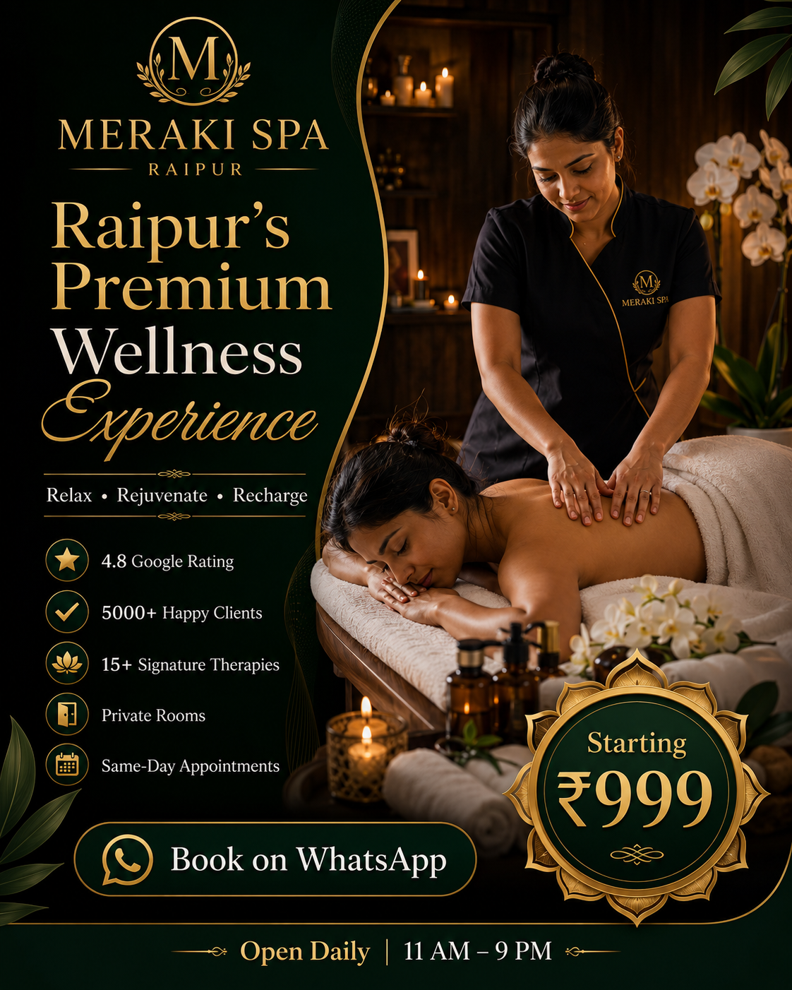 Meraki SPA Facebook ad: 1 Hour Oil Therapy at Just ₹999
