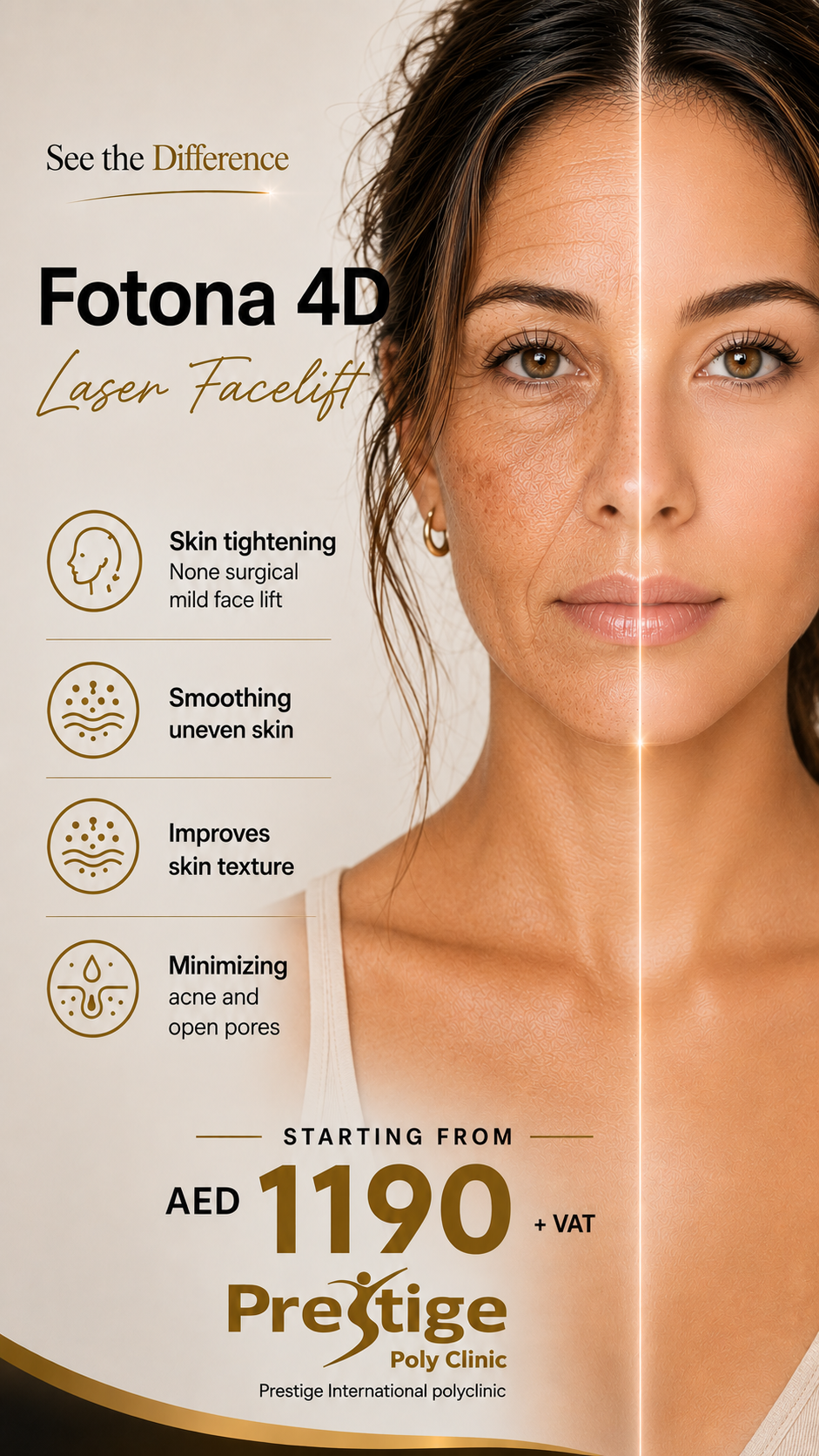 Prestige clinic Facebook ad from May 22, 2026