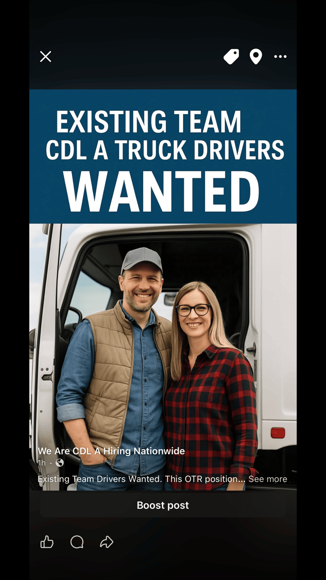 We Are CDL A Hiring Nationwide Facebook ad: Looking for consistent miles and strong pay?