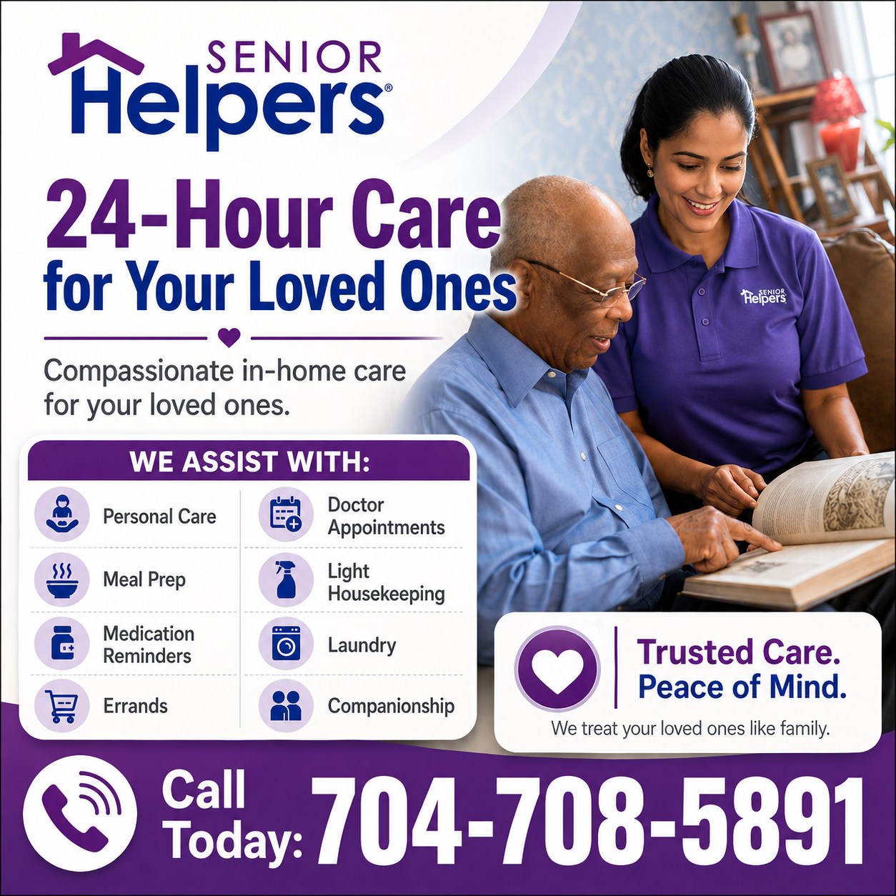 Senior Helpers of Charlotte, NC Facebook ad: Comprehensive In-Home Senior Care in Charlotte, NC