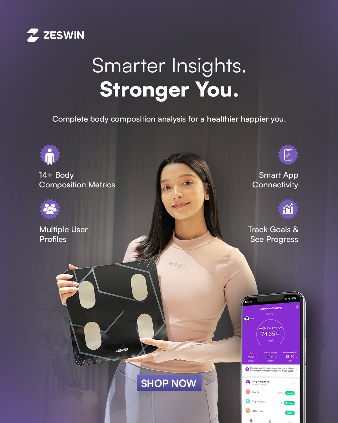Zeswin - Smart Living Facebook ad: Metrics Plus Smart Weighing Scale