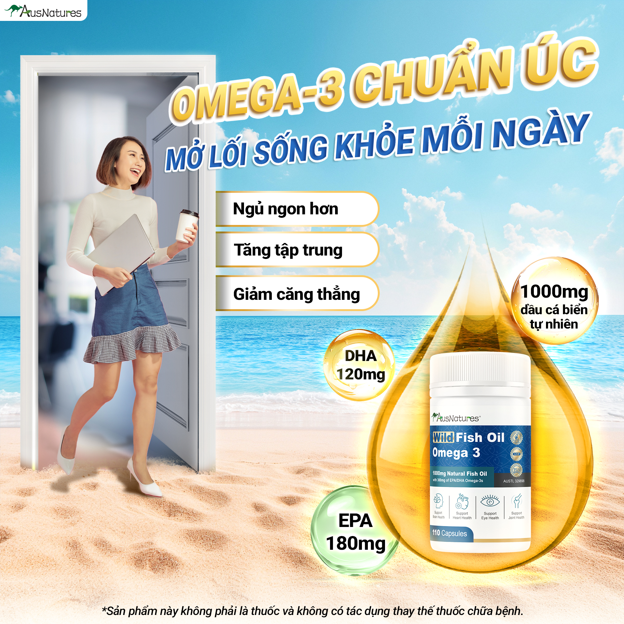 AusNatures Việt Nam Facebook ad: Viên uống dầu cá Omega3 tinh khiết Ausnatures Wild Fish…