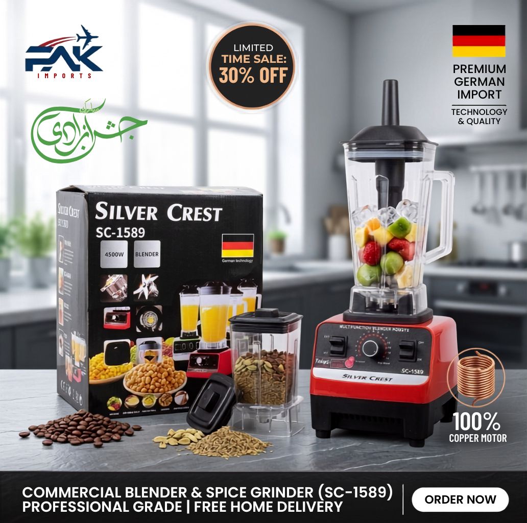 Pak Import Facebook ad: German Imported Silver Crest Blender, 30% OFF