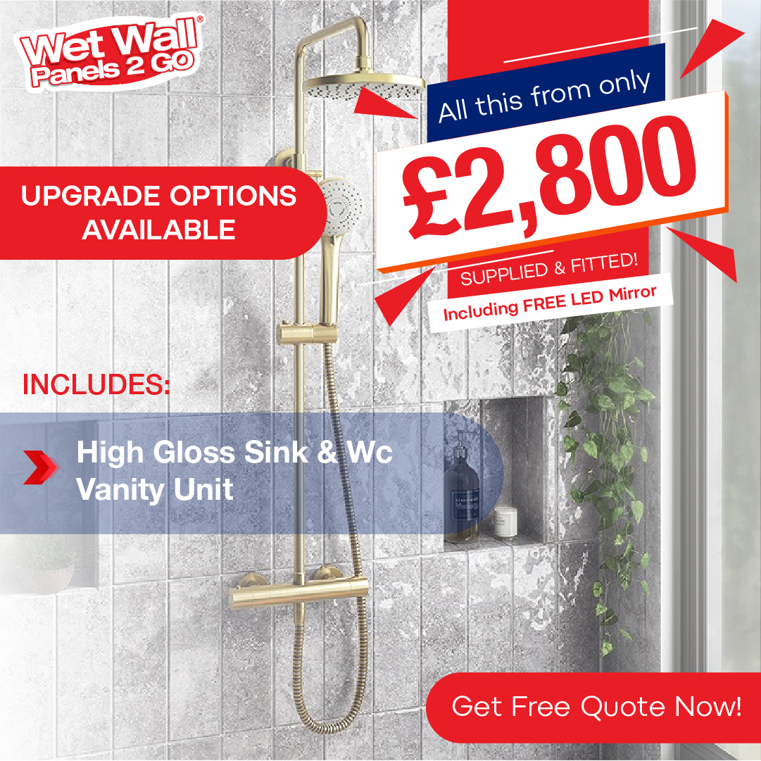 Wetwalls Panels 2Go Facebook ad: Is your outdated bathroom bringing you down?