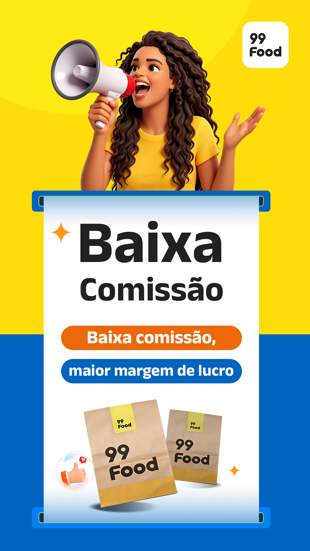 Vou de 99 Facebook ad: Cadastre seu restaurante agora