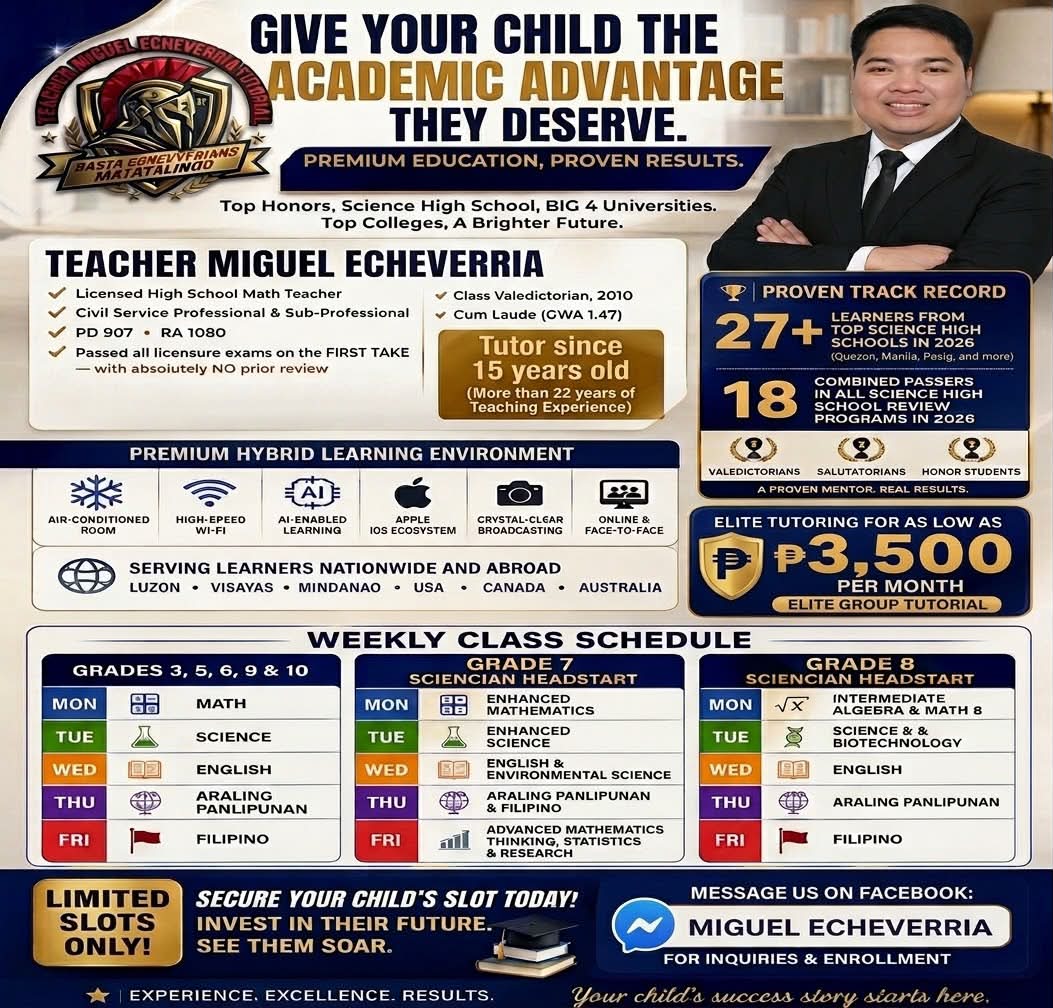 Miguel Echeverria Facebook ad: NEW TERM, NEW ACADEMIC ADVANTAGE.