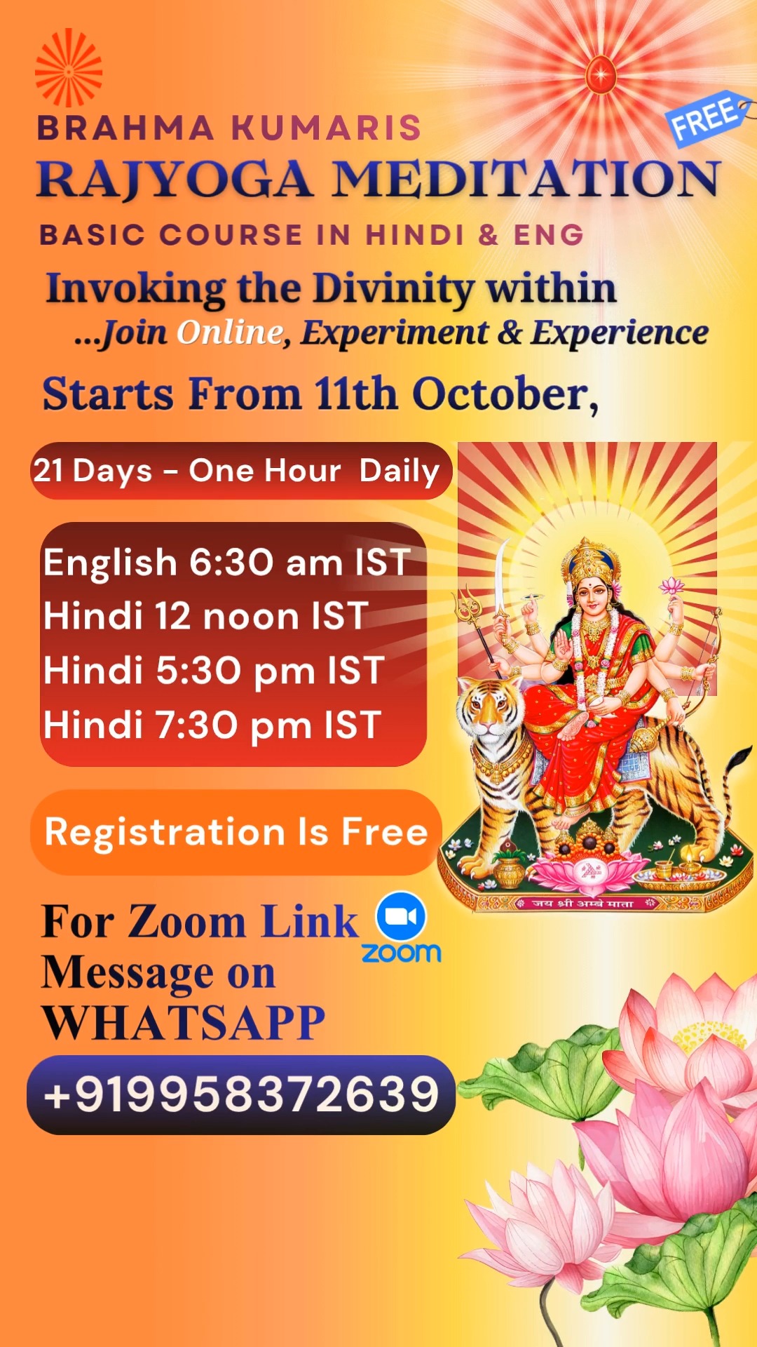 Rajyoga Saket Facebook ad: Hindi & English New Batch of Rajyoga Meditation…