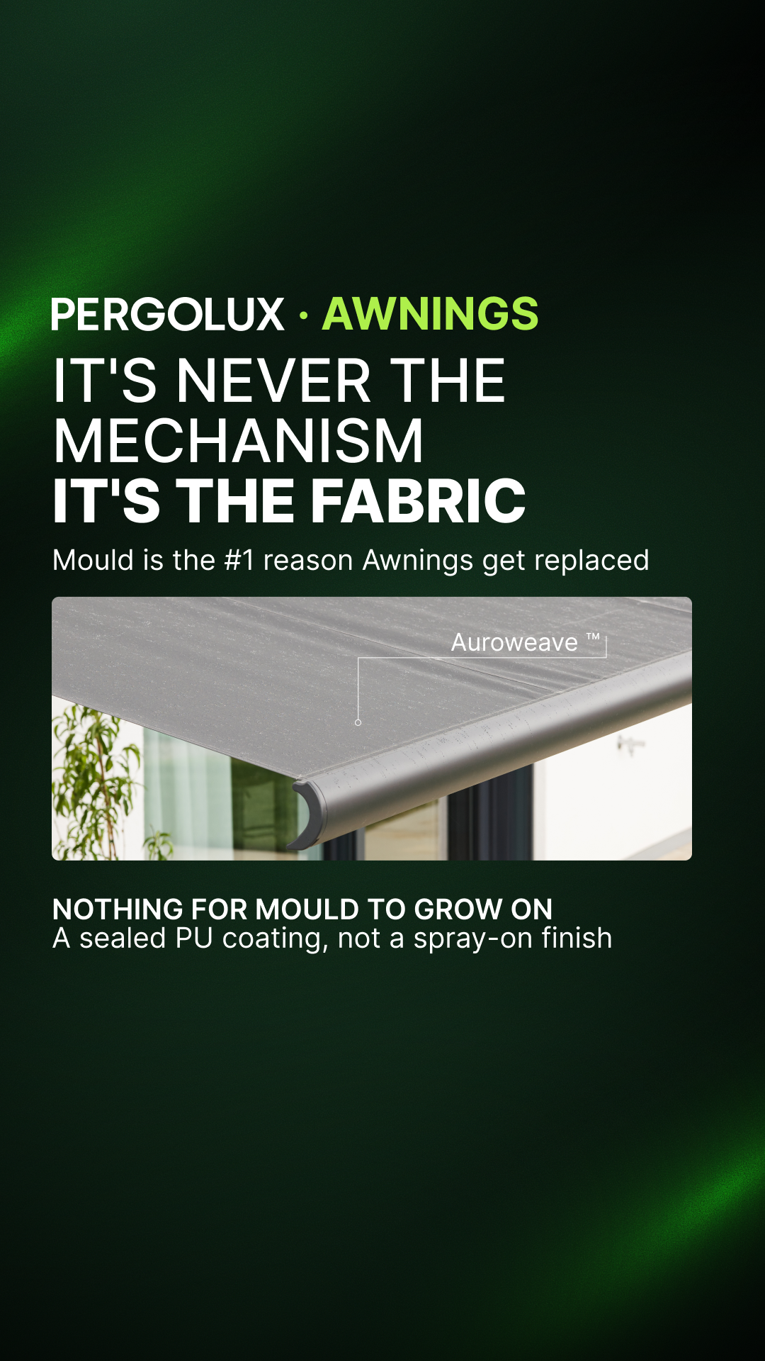 pergolux.au Facebook ad: Meet Smarter Outdoor Shade