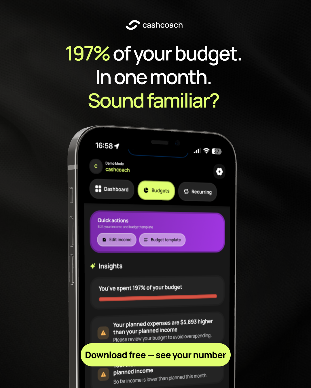 Cash Coach AI Facebook ad: I spent WHAT this month?!