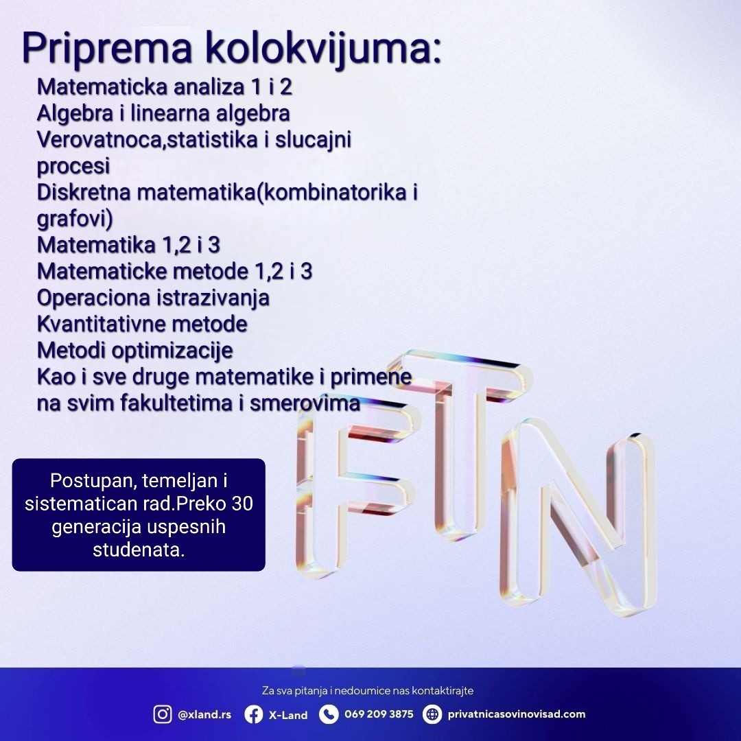 X-Land Privatni casovi Novi Sad Facebook ad from Nov 15, 2025