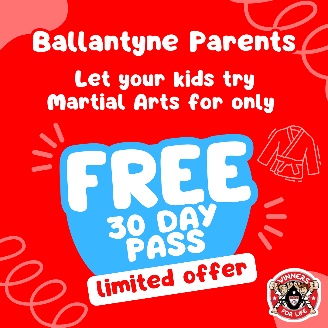 Winners for Life Martial Arts Ballantyne Facebook ad: Confidence & Fun, 30 Days FREE!