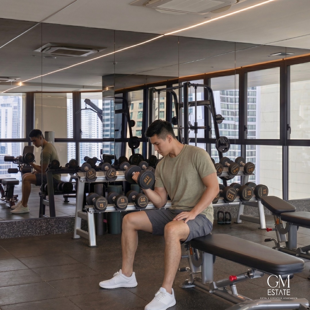 GM Estate Hotel & Executive Apartments Facebook ad: Workout with a view at GM Estate Hotel…