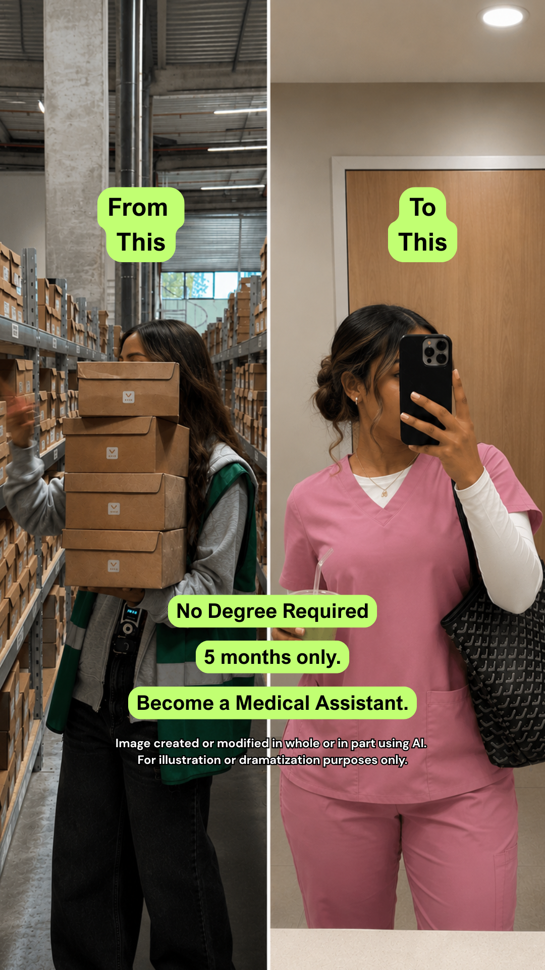 Stepful Facebook ad: Become a Medical Assistant Around Your Life