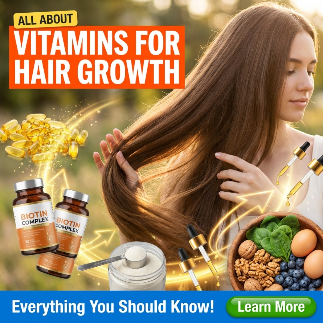 Only Best Advices Facebook ad: Essencial info about vitamins for hair growth