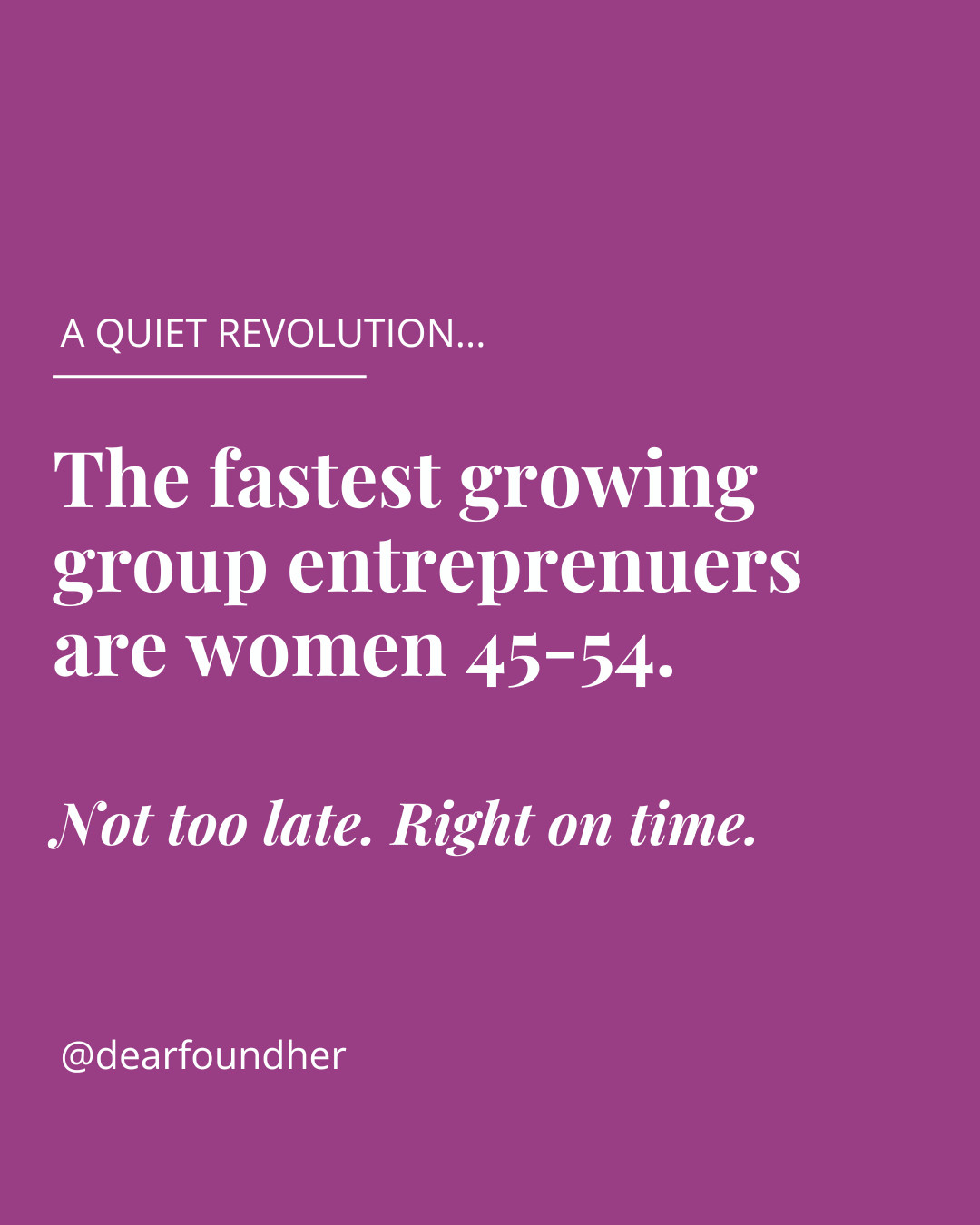Dear FoundHer Facebook ad: The fastest growing group of entrepreneurs in the…